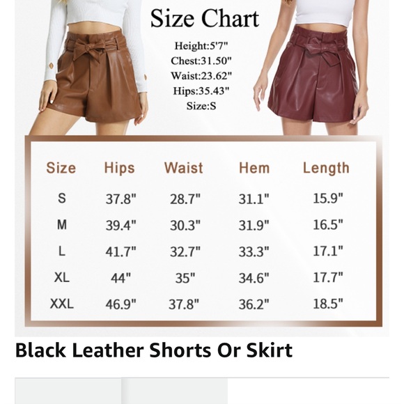 High Waist Brown Faux Leather Shorts - Picture 3 of 9